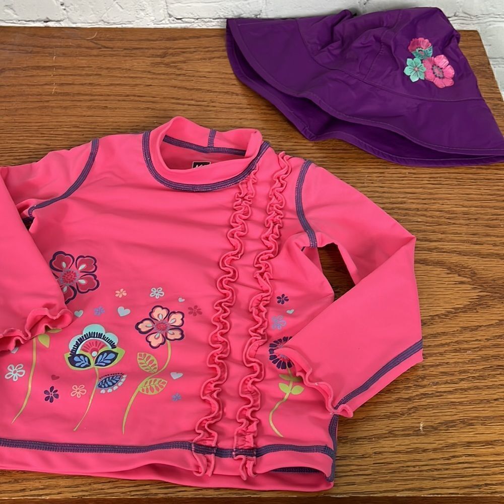 REI Toddler Rain Bucket hat & swim shirt 12-24 months